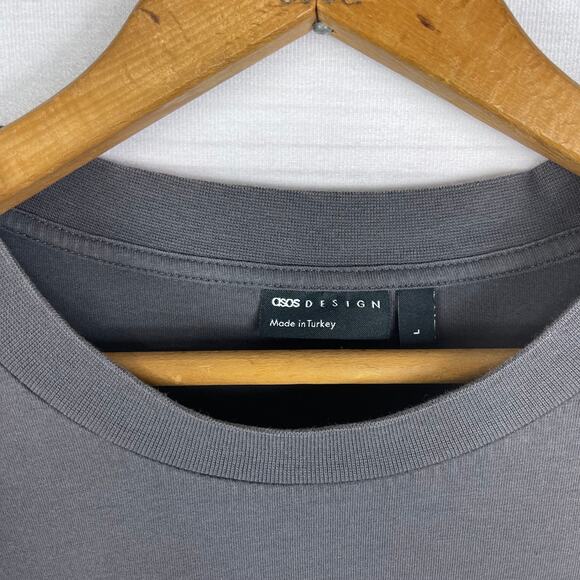 ASOS DESIGN oversized long sleeve t-shirt in gray with back print Mens Large - Picture 3 of 7